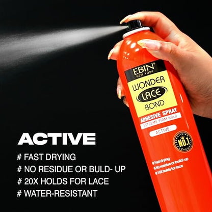 Ebin New York wonder lace bond adhesive spray. Active