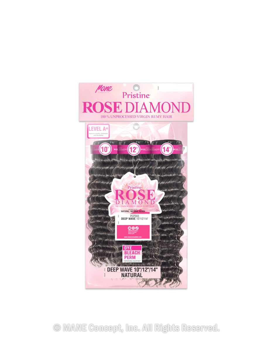 Mane Concept Pristine Rose Diamond virgin remy hair. Deep wave