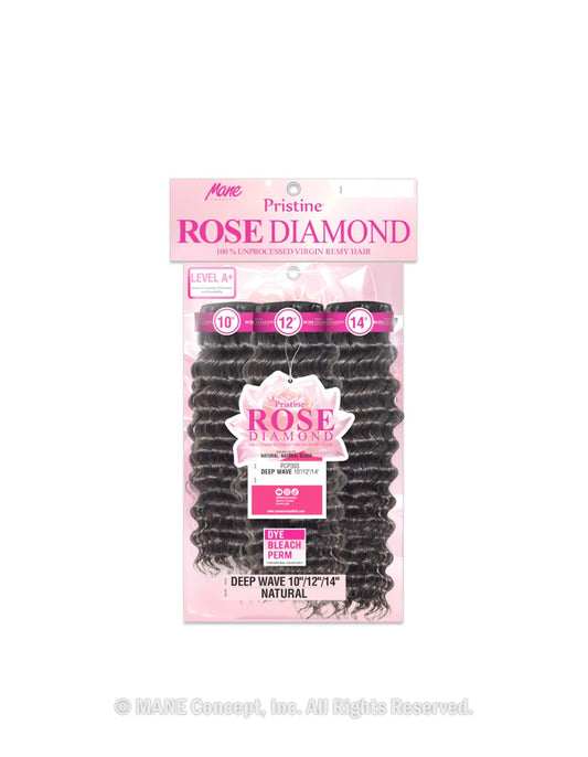 Mane Concept Pristine Rose Diamond virgin remy hair. Deep wave