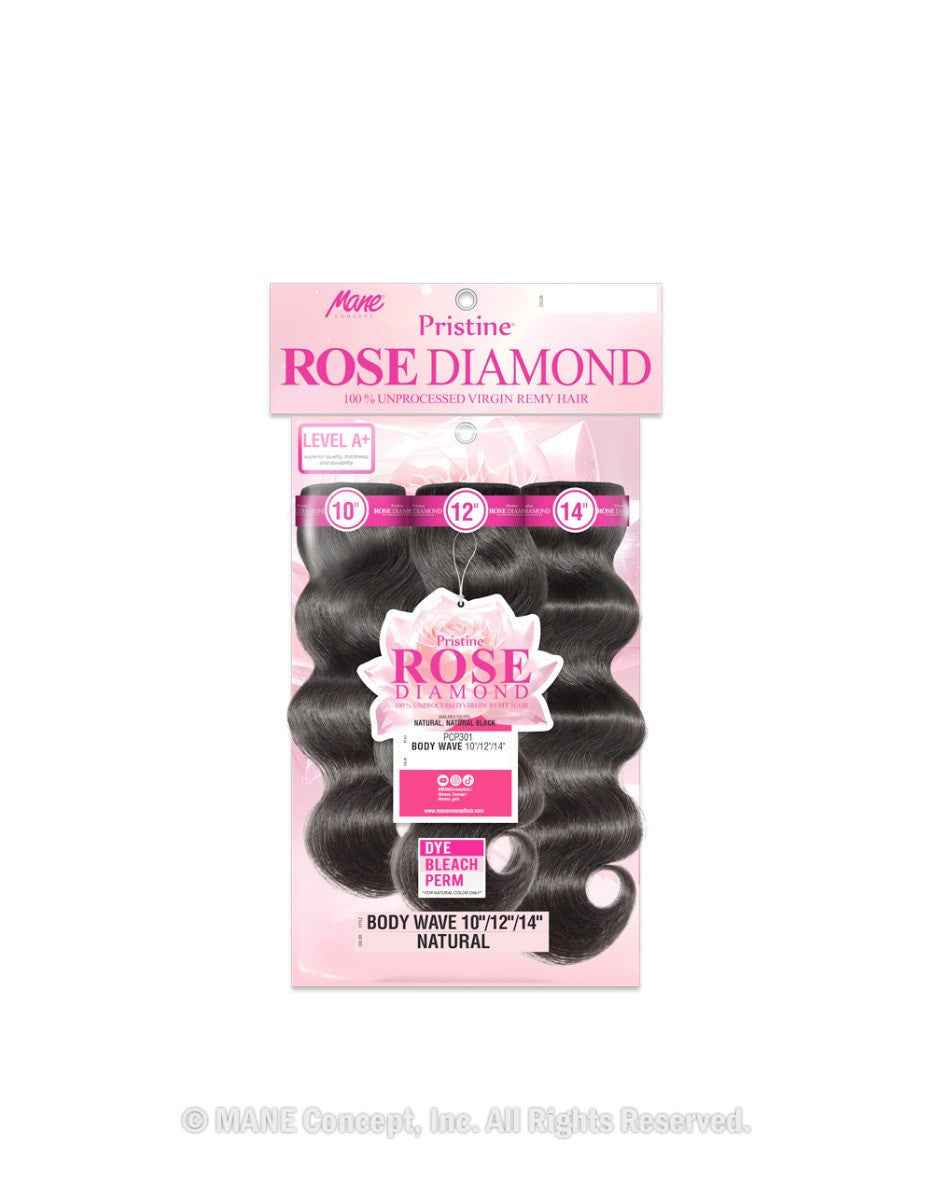 Mane Concept Pristine Rose Diamond virgin remy hair. Body wave