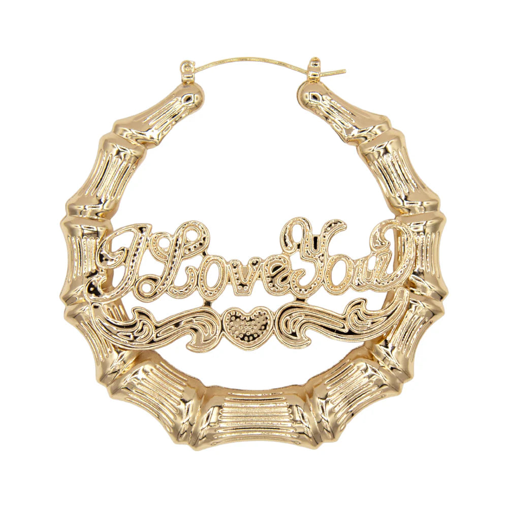 Joy Jewelry bamboo heart G&G I LOVE YOU EARRING