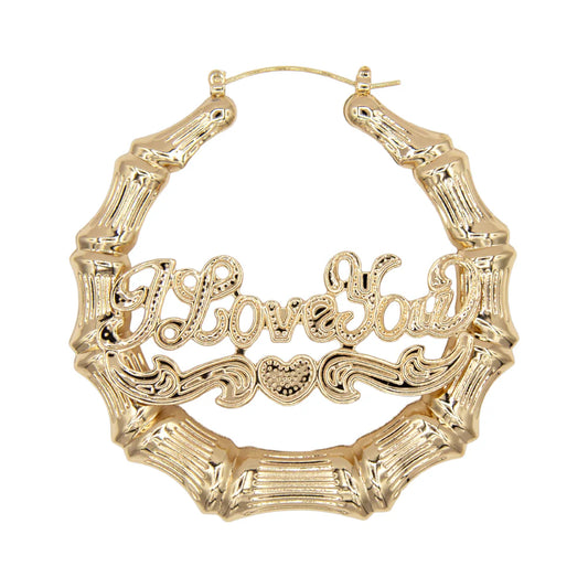 Joy Jewelry bamboo heart G&G I LOVE YOU EARRING