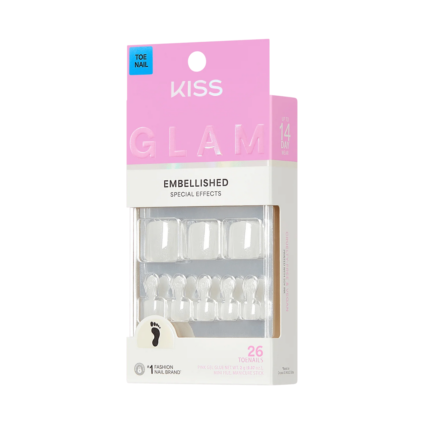 Kiss Glam embellished toe nails. 26 toenails. GST01