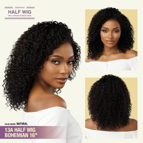 Sensationnel Unprocessed Virgin Human Hair HD Half Wig Glueless 13A Bohemian 16"