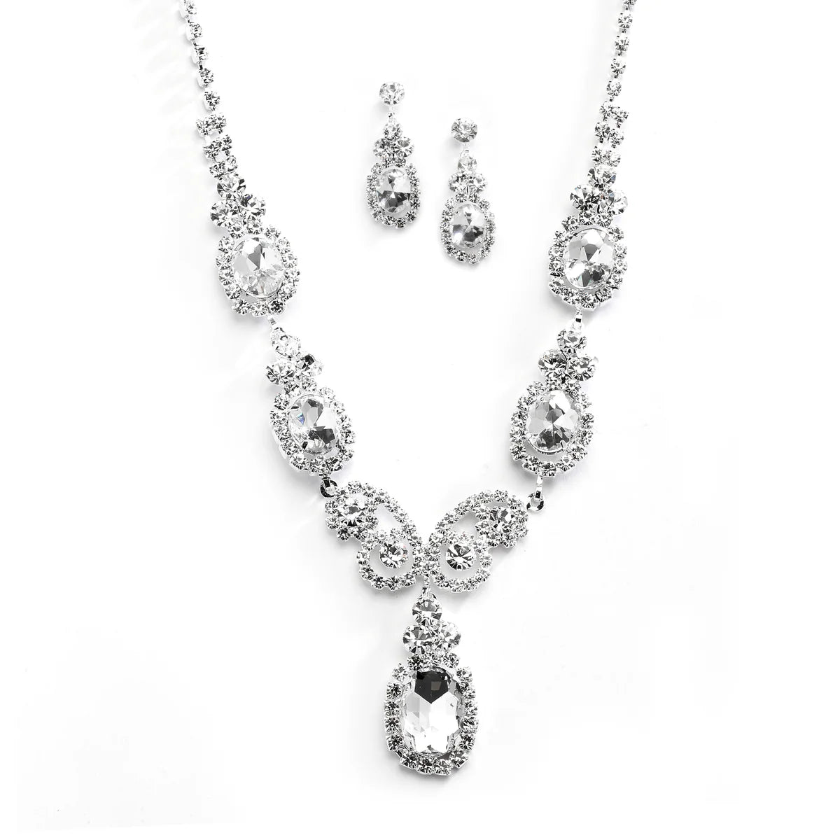 Joy Jewelry rhinestone set necklace with earring
