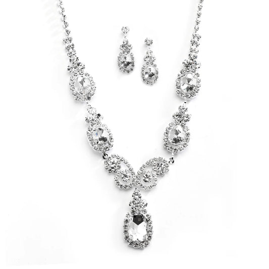 Joy Jewelry rhinestone set necklace with earring