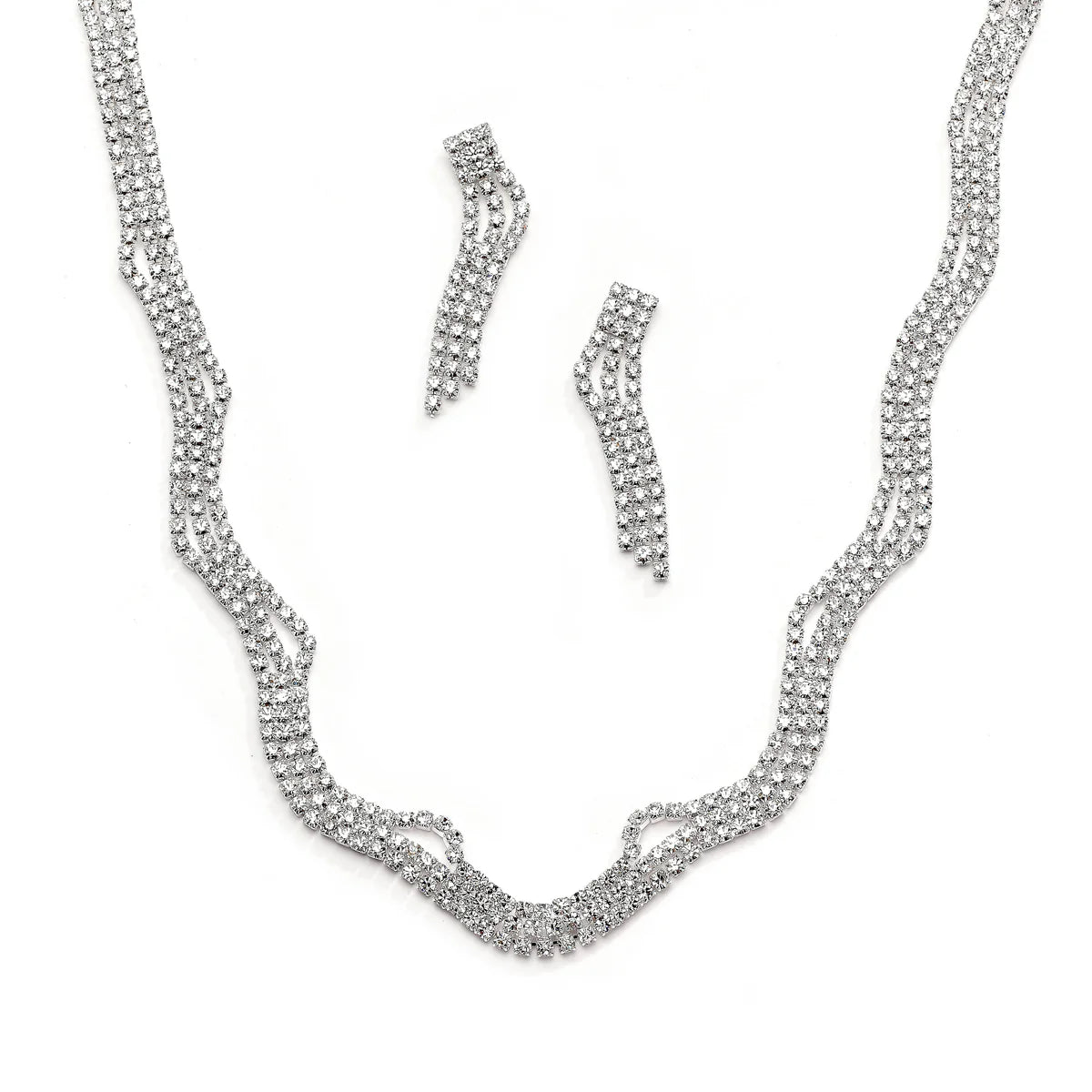 Joy Jewelry rhinestone set necklace with earring