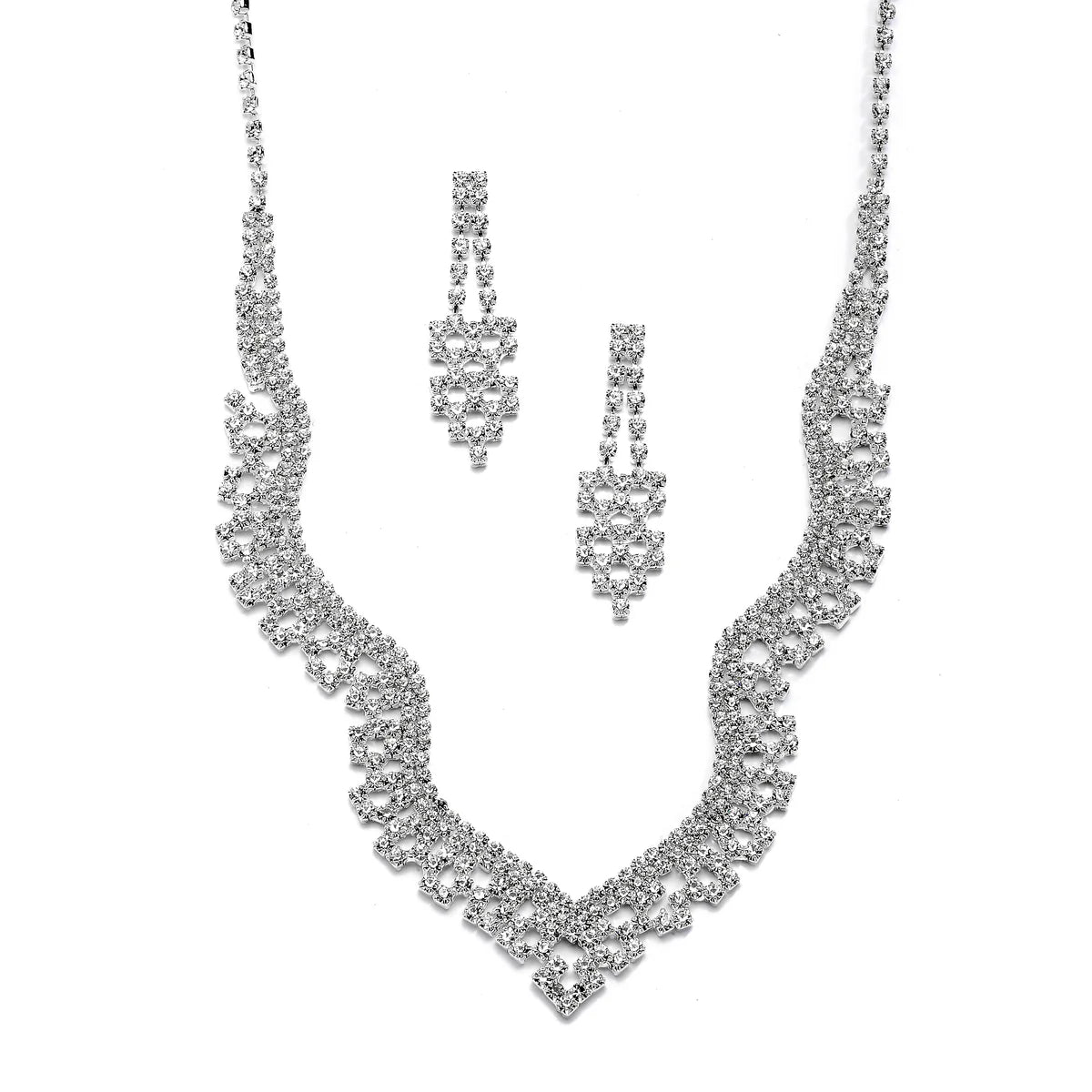 Joy Jewelry rhinestone set necklace with earring