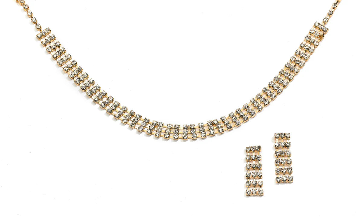 Joy Jewelry rhinestone set necklace with earring