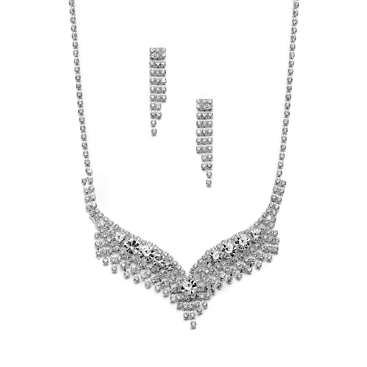 Joy Jewelry rhinestone set necklace with earring