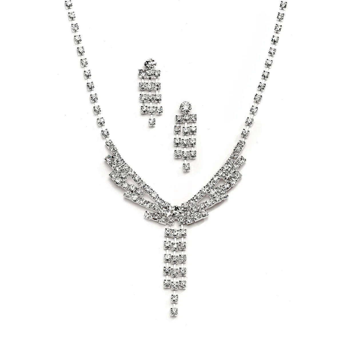 Joy Jewelry rhinestone set necklace with earring