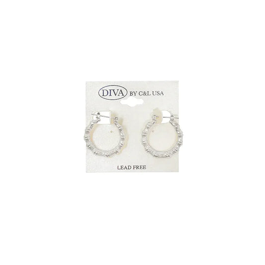 C&L bamboo  earring round. Silver. HP110S