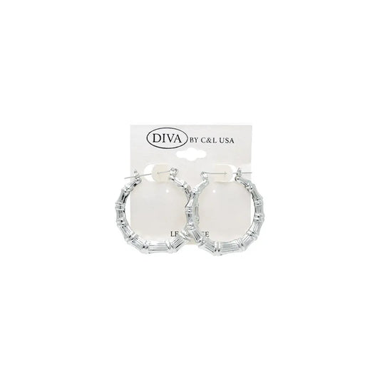 C&L bamboo  earring round. Silver. HP130S