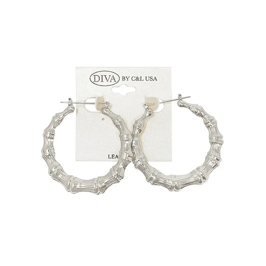 C&L bamboo  earring round. Silver. HP140S