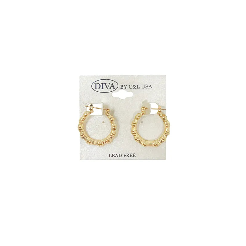 C&L bamboo earring round. Gold. HP110G