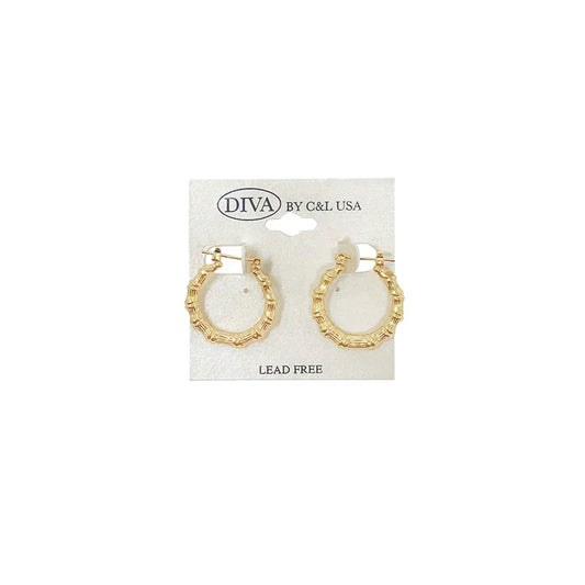 C&L bamboo earring round. Gold. HP110G