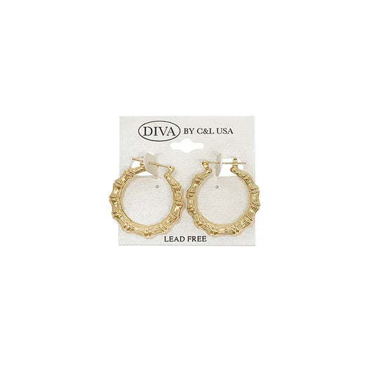 C&L bamboo earring round. Gold. HP120G