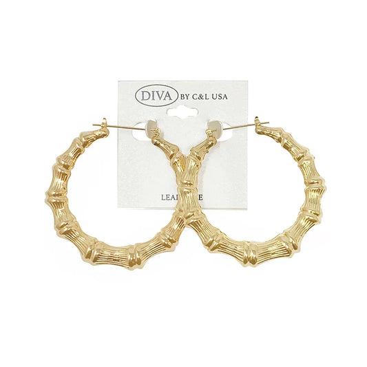 C&L bamboo earring round. Gold. HP150G