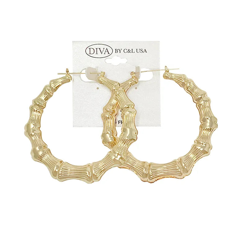 C&L bamboo earring round. Gold. HP160G