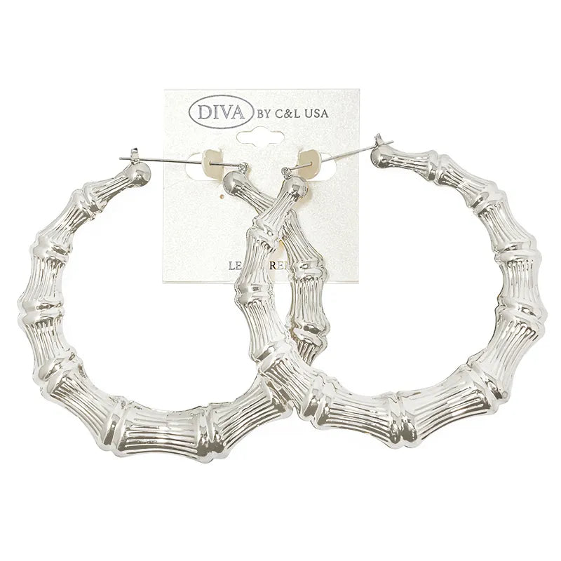 C&L bamboo earring round. Silver. HP170S