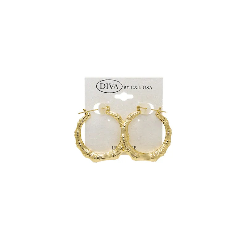 C&L bamboo earring round. Gold. HP130G