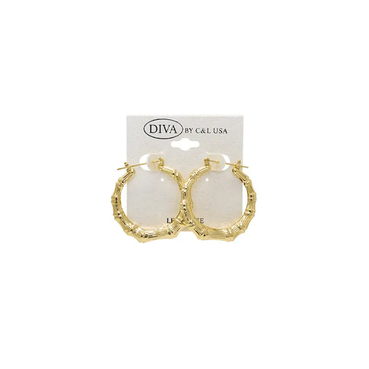 C&L bamboo earring round. Gold. HP130G