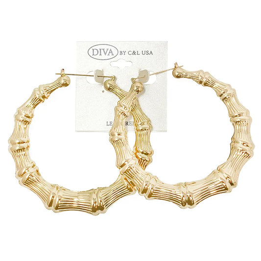 C&L bamboo earring round. Gold. HP170G