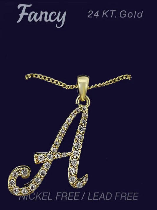 C& L stone initial Necklace. Gold. A