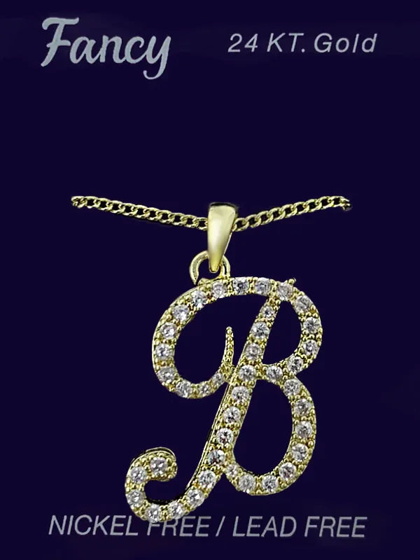 C& L stone initial Necklace. Gold. B