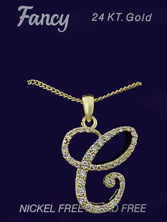 C& L stone initial Necklace. Gold. C