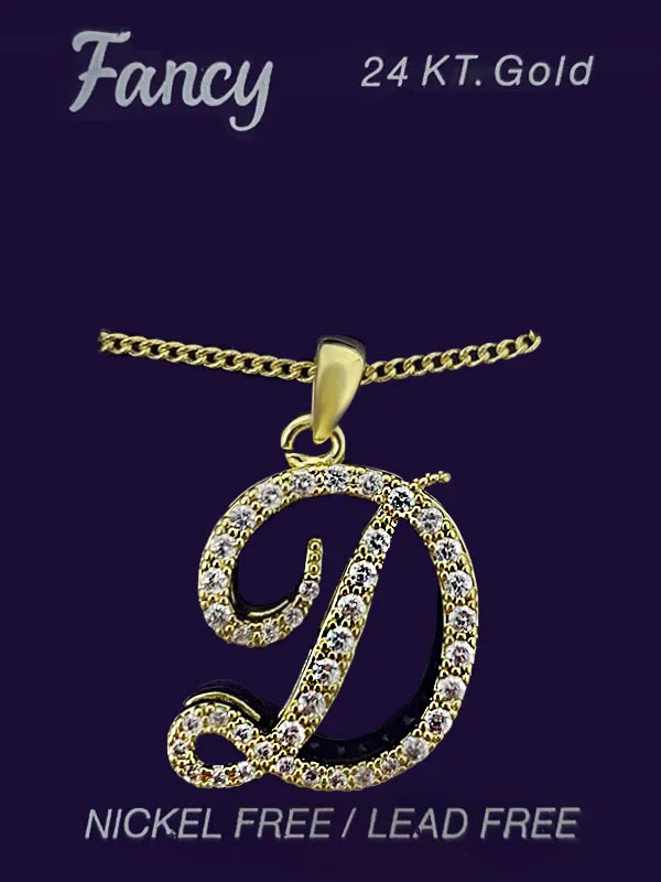 C& L stone initial Necklace. Gold. D