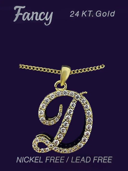 C& L stone initial Necklace. Gold. D
