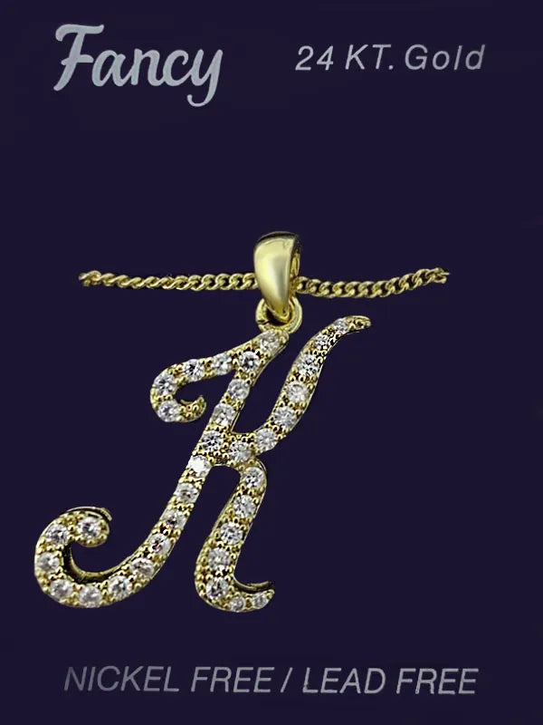 C& L stone initial Necklace. Gold. K