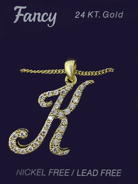 C& L stone initial Necklace. Gold. K
