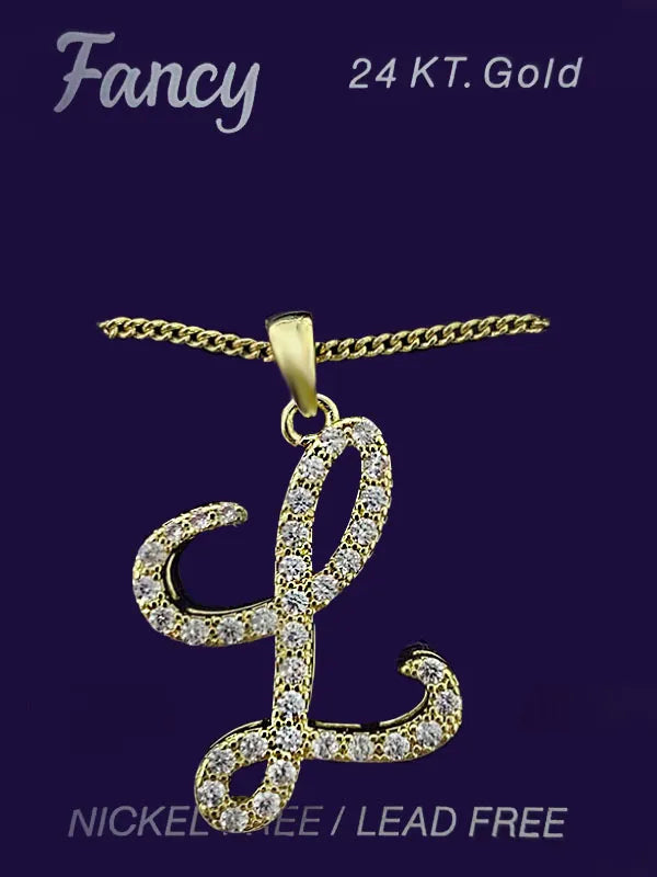 C& L stone initial Necklace. Gold. L