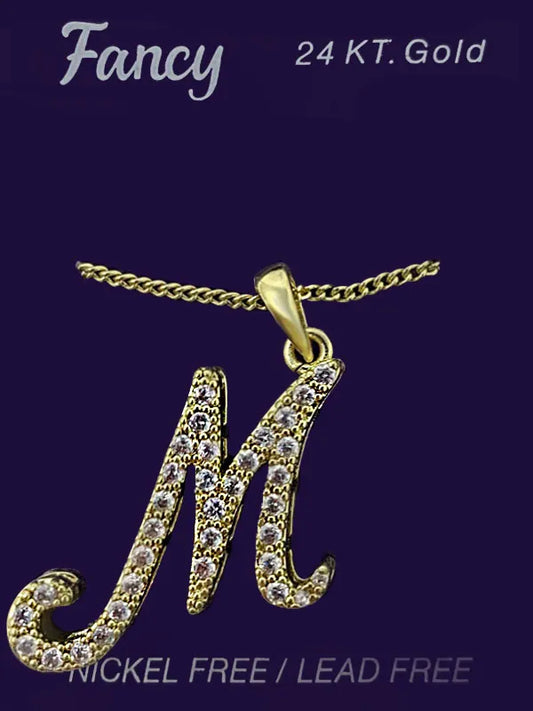 C& L stone initial Necklace. Gold. M