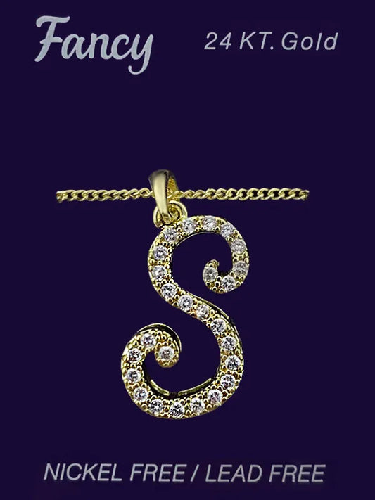 C& L stone initial Necklace. Gold. S
