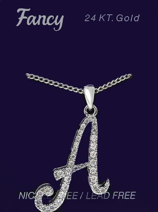C& L stone initial Necklace. Silver. A