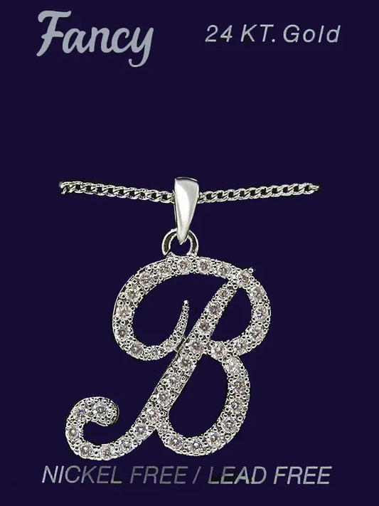 C& L stone initial Necklace. Silver. B