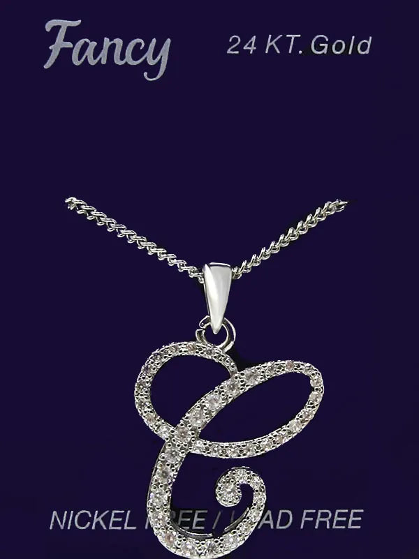 C& L stone initial Necklace. Silver. C