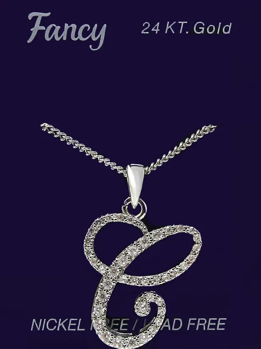 C& L stone initial Necklace. Silver. C