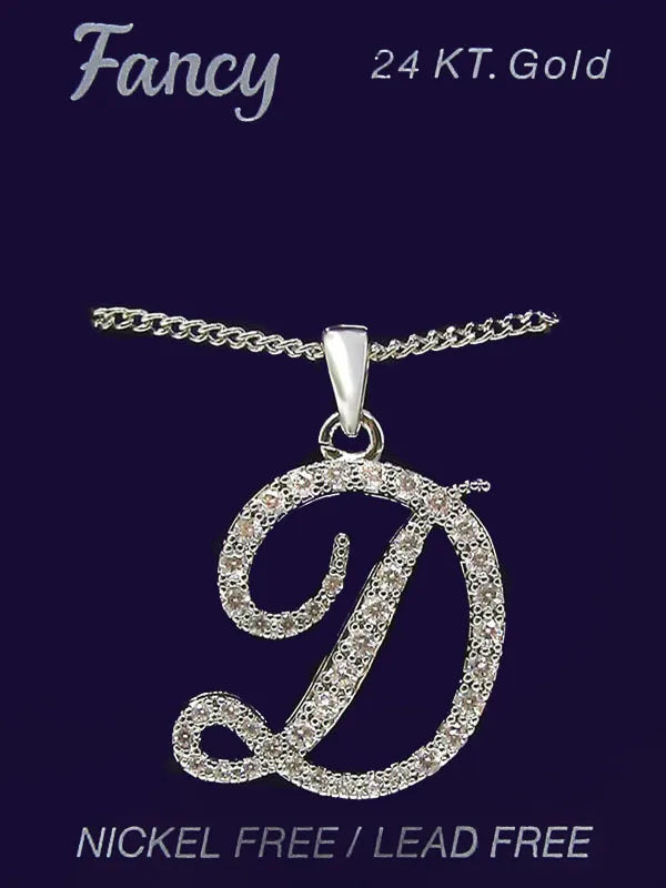 C& L stone initial Necklace. Silver. D