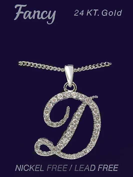 C& L stone initial Necklace. Silver. D