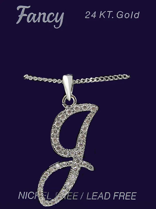 C& L stone initial Necklace. Silver. J