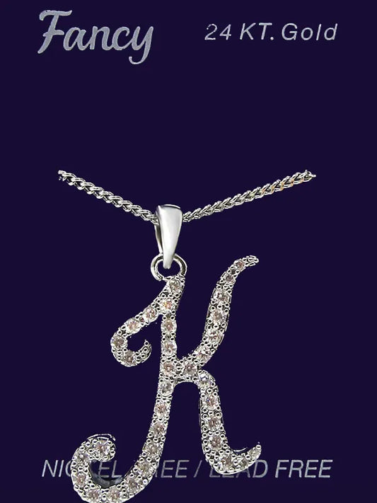 C& L stone initial Necklace. Silver. K