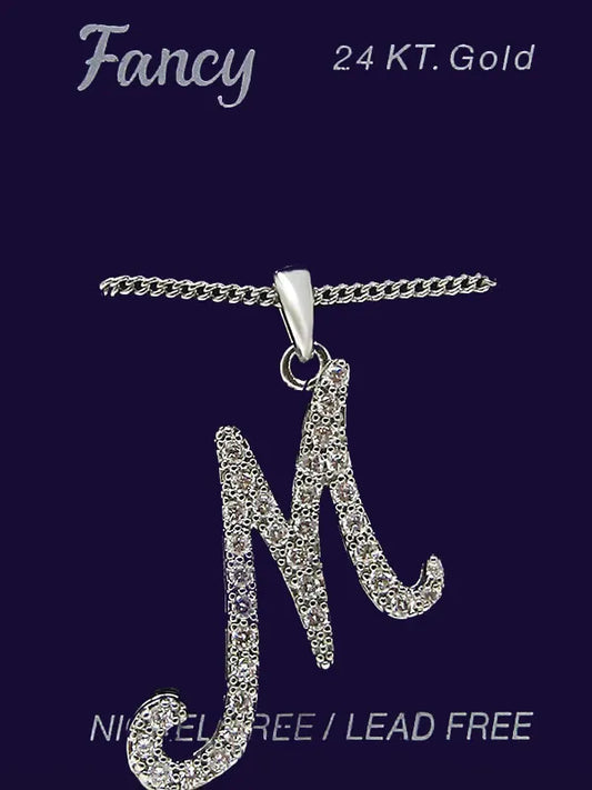 C& L stone initial Necklace. Silver. M