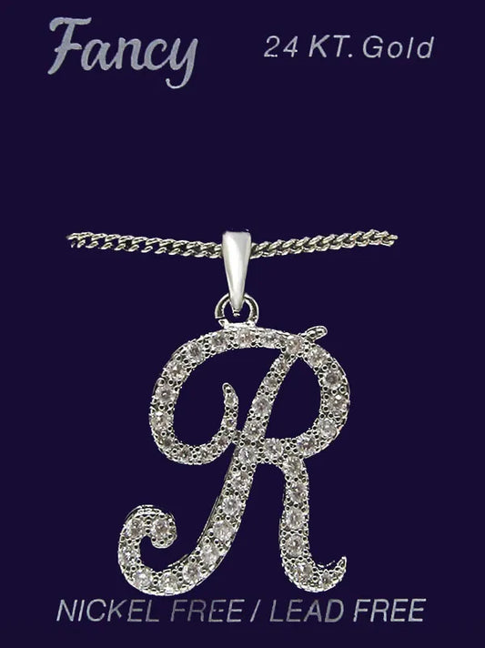 C& L stone initial Necklace. Silver. R