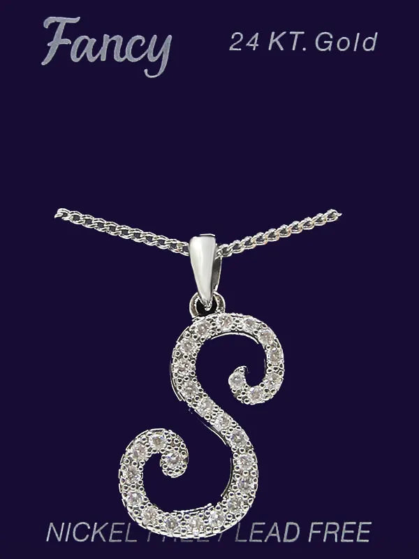 C& L stone initial Necklace. Silver. S