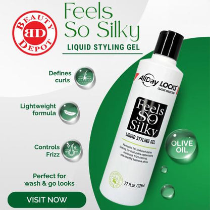 Allday locks feels so silky liquid styling gel. 7.7oz