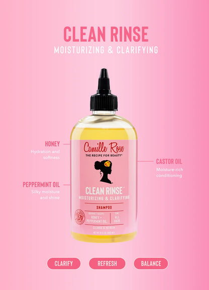 Camille Rose clean rinse moisturizing & clarifying shampoo. 12oz